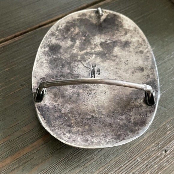 Rare Vintage Effie C Calavaza Turquoise and Coral Sterling Belt Buckle - Picture 13 of 14